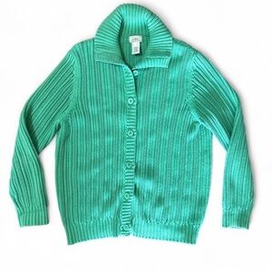 L.L. Bean Green Ribbed Cardigan - Size XL